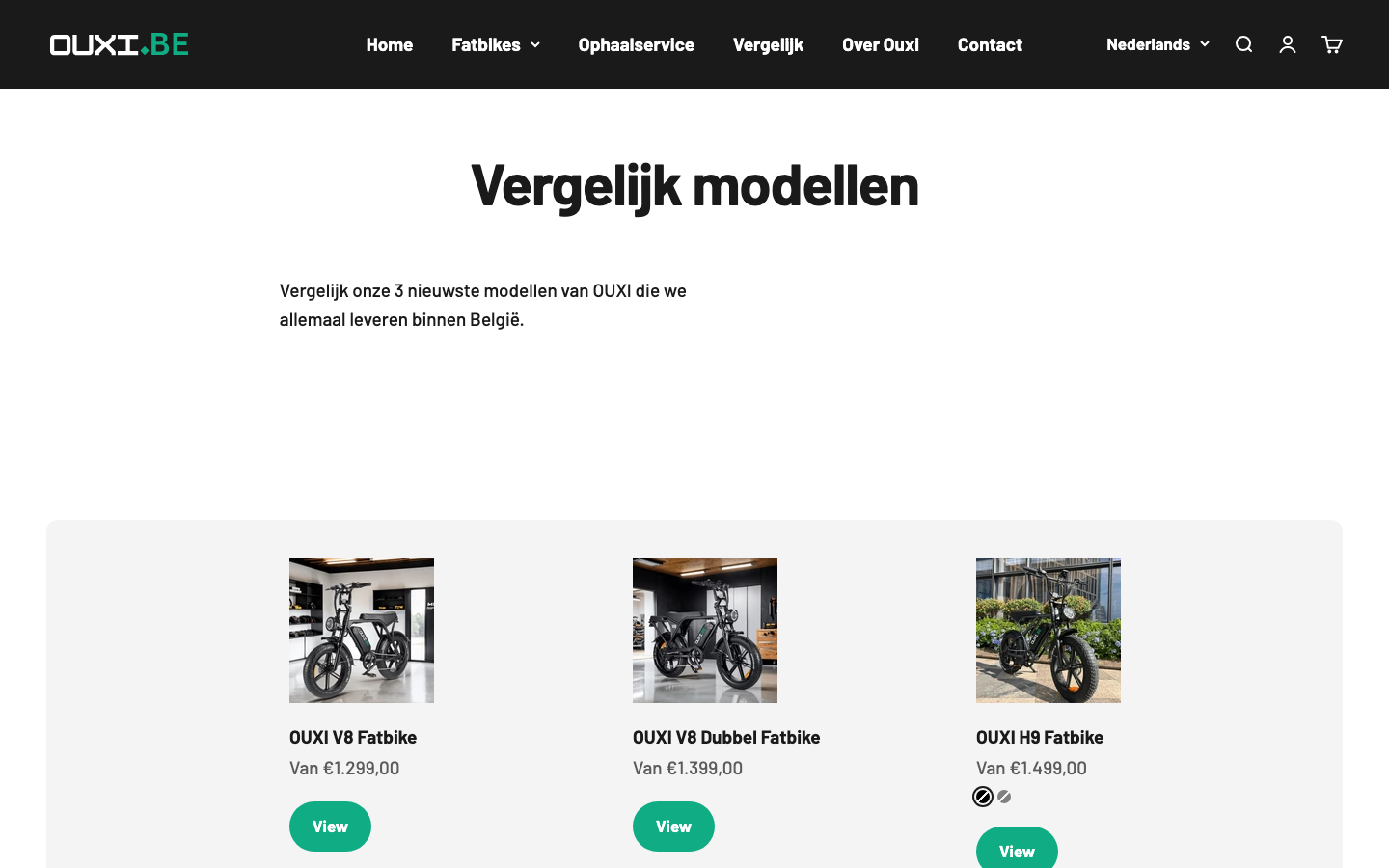 The model comparison page — one purchase decision, three real products, side by side.